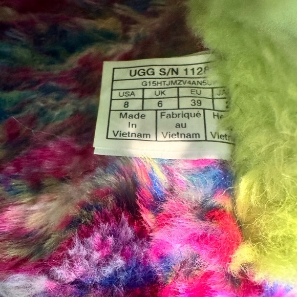 UGG Disco Slide Acid Wash Rainbow Fuzzy Sandals 8 - Picture 5 of 6